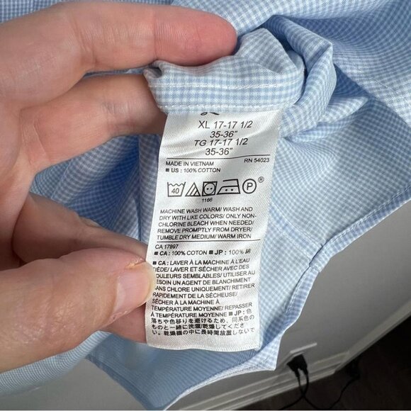 Banana Republic Factory Mens Size XL Light Blue Untucked No Iron Button Down - Picture 7 of 8